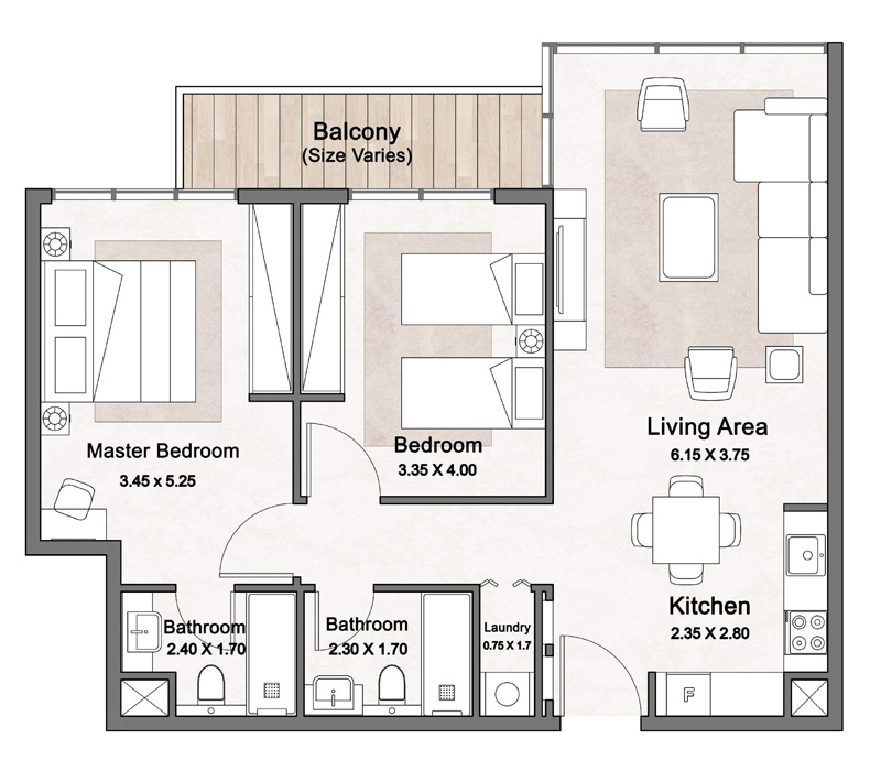 L+2 Bedrooms - Type A
