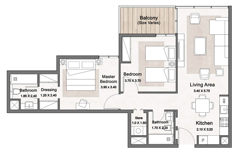 L+2 Bedrooms - Type B